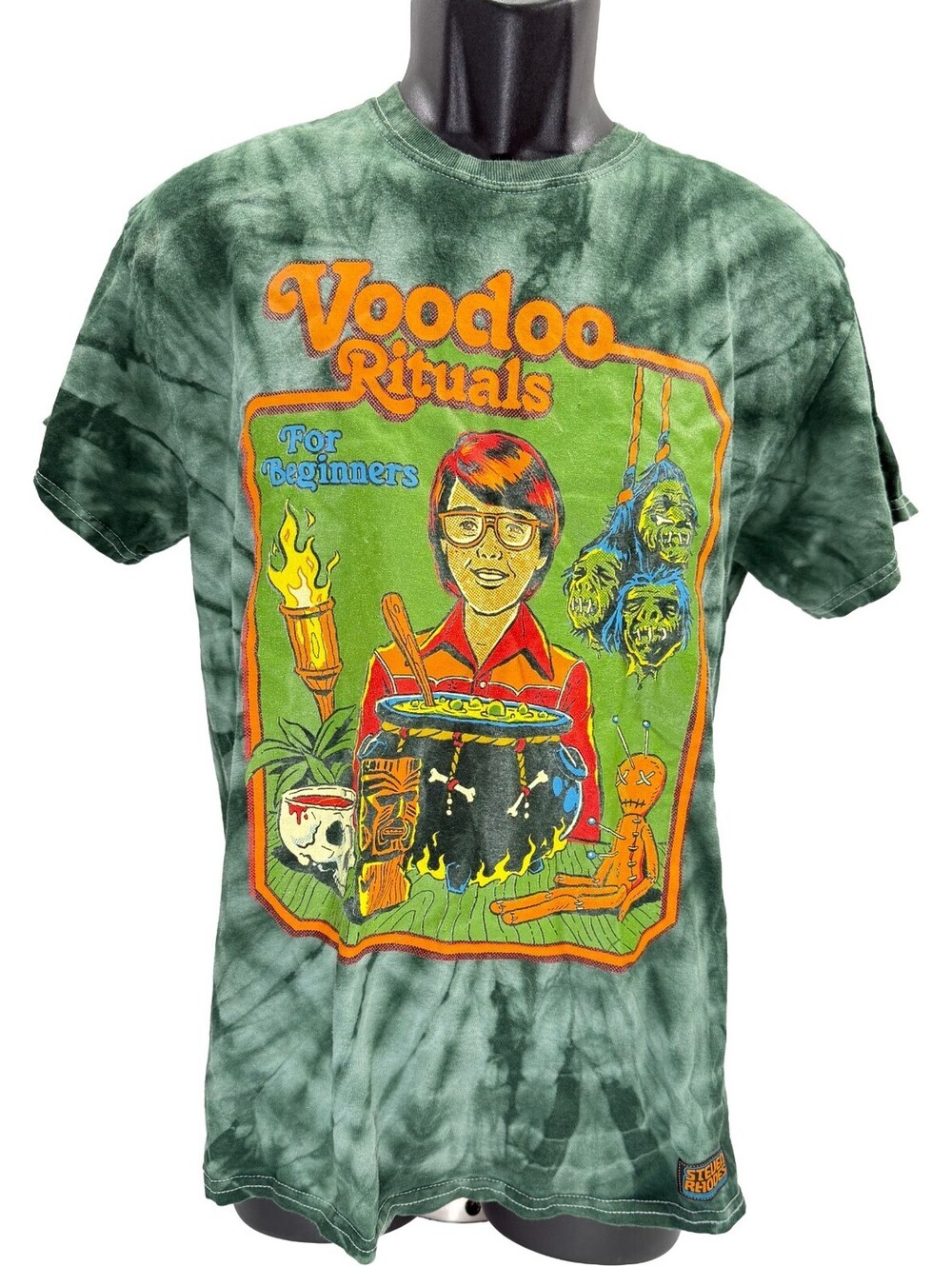 Steven Rhodes Voodoo Rituals For Beginners Green Tie Dye T-Shirt Men’s Large